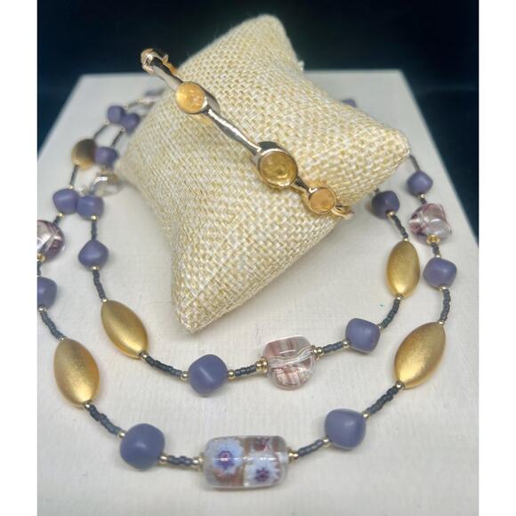 Vintage necklace set, vintage jewelry set, vintage necklace, glass necklace - Picture 3 of 3